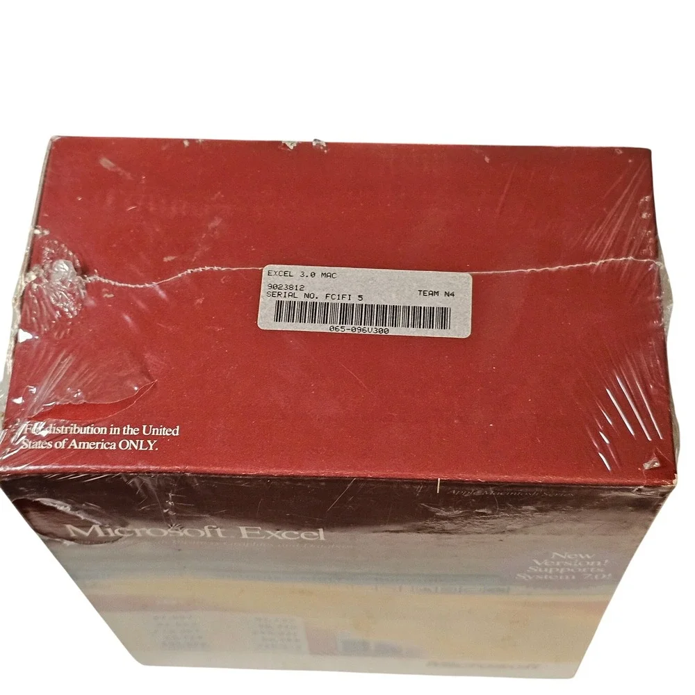Vintage Microsoft Excel 3.0 Apple Macintosh 1991 Big Box Sealed NOS Mac‎ OS 90s